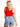 Model is wearing a red high neck crop tank.